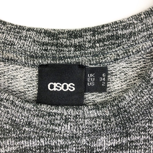 ASOS Faux Leather Sleeve Heather Gray Top A203 - Picture 5 of 8